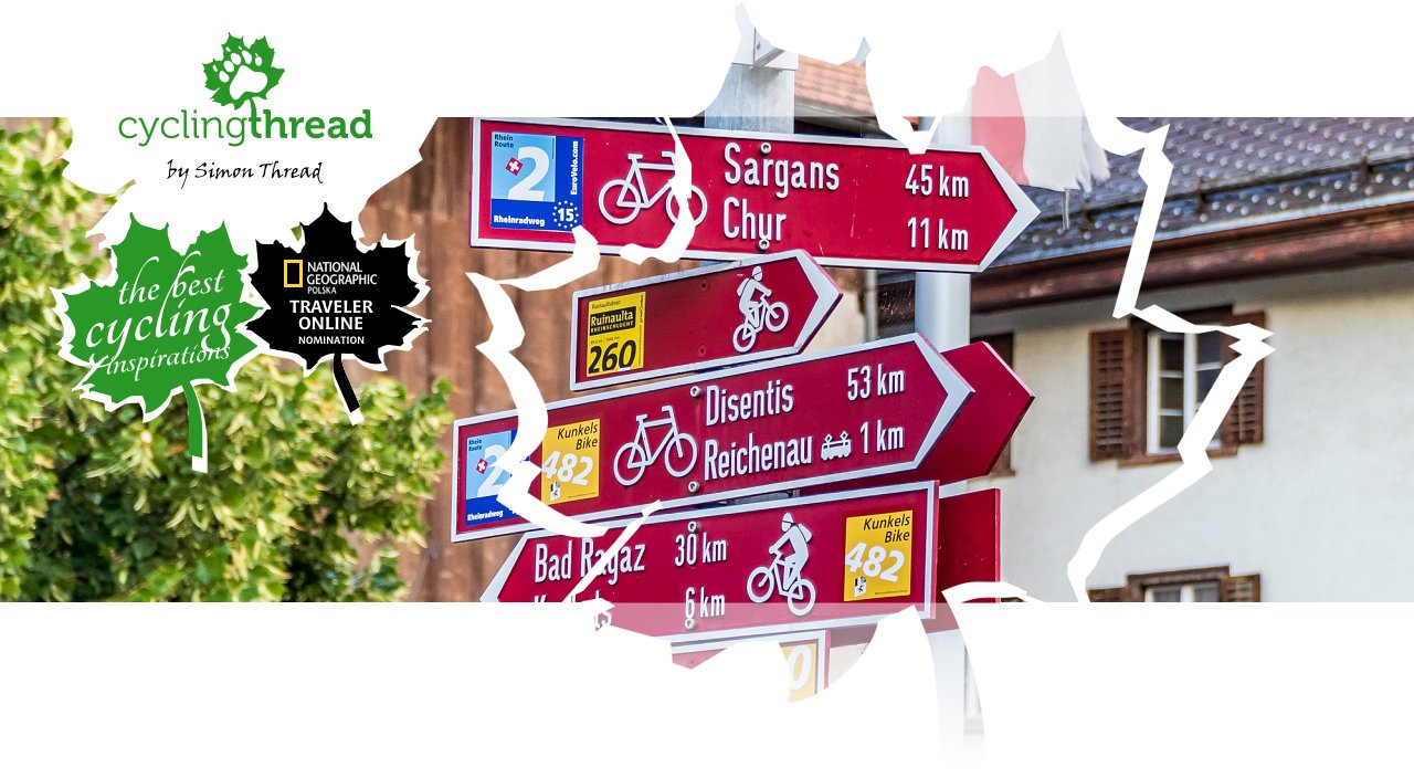 Swiss bike signposts in&nbsp;the&nbsp;Rhine Valley