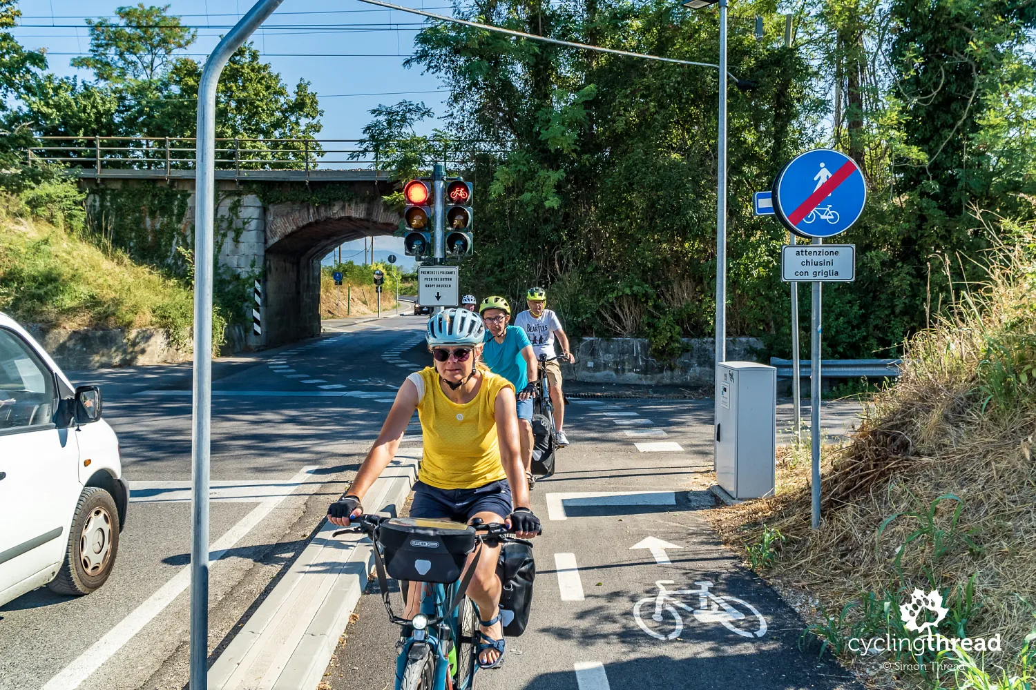 Bicycle crossing under a railway viaduct