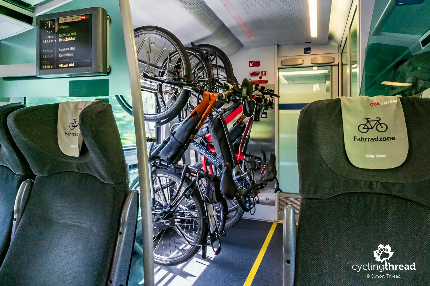 Bicycle zone in the RailJet train from Wien