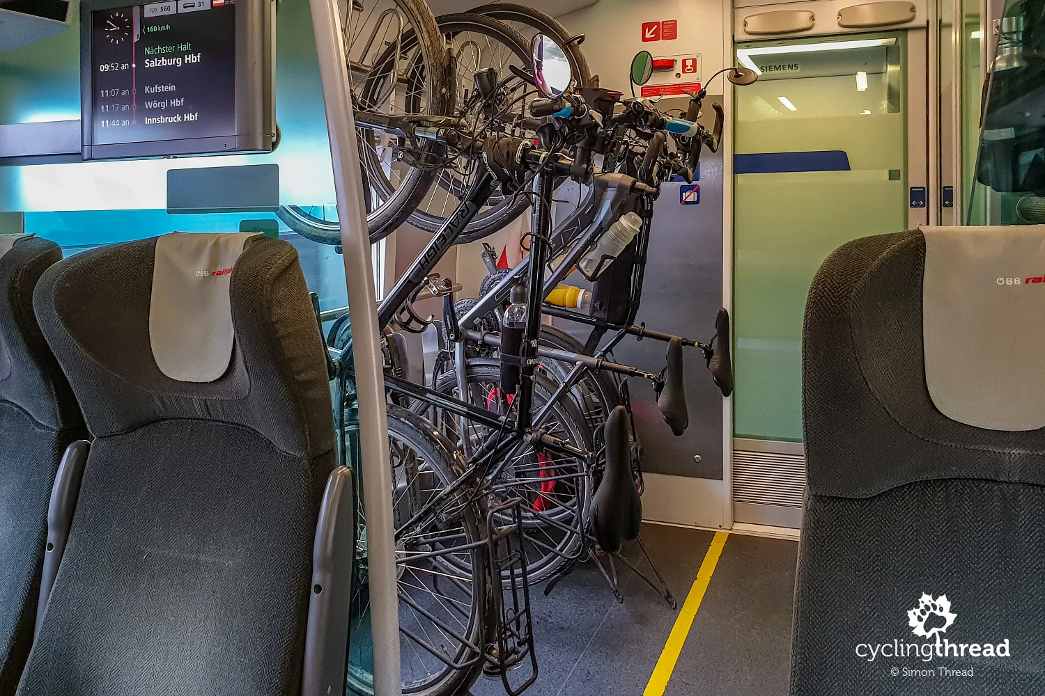 Bicycles in a ÖBB Railjet train in Austria