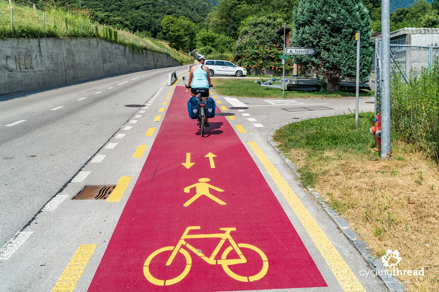 A bike lane at the quarry entrance