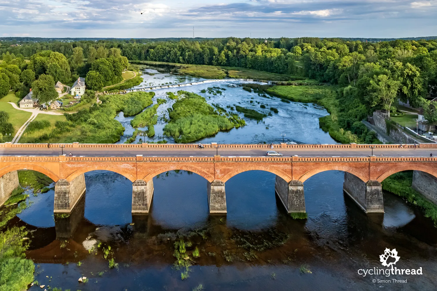The brick bridge in Kuldīga, with the waterfall on the Venta river