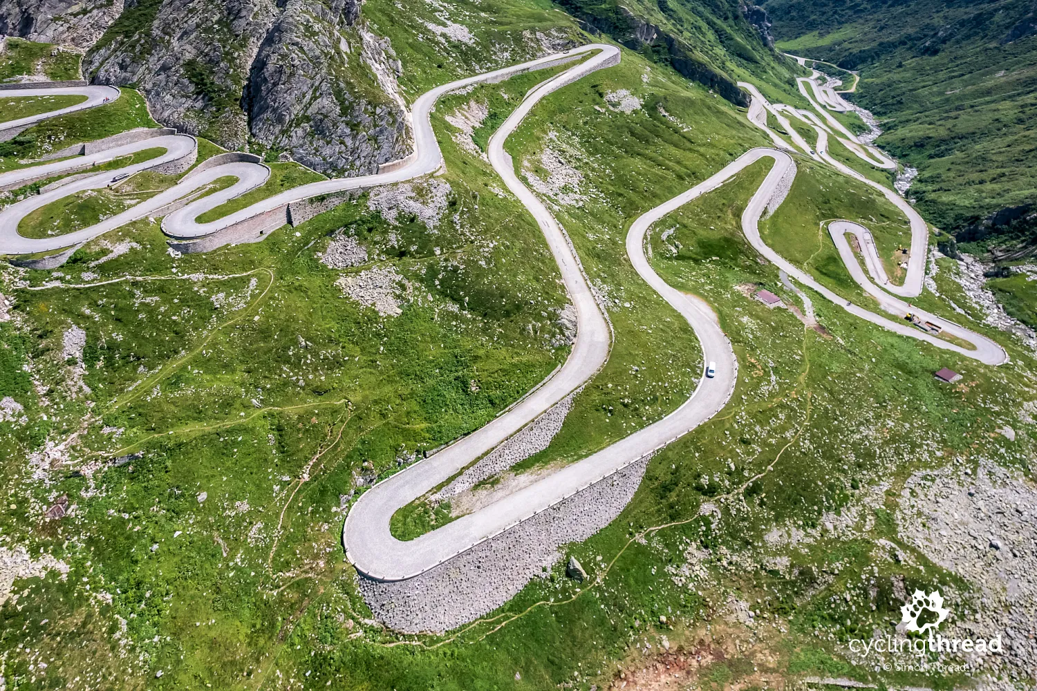 Climbing the switchbacks of the Gotthard Pass