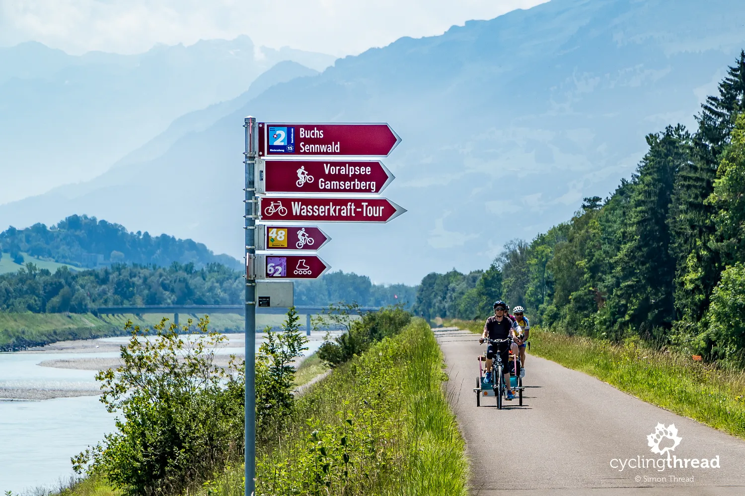 Cycle path on the Rhine in Switzerland