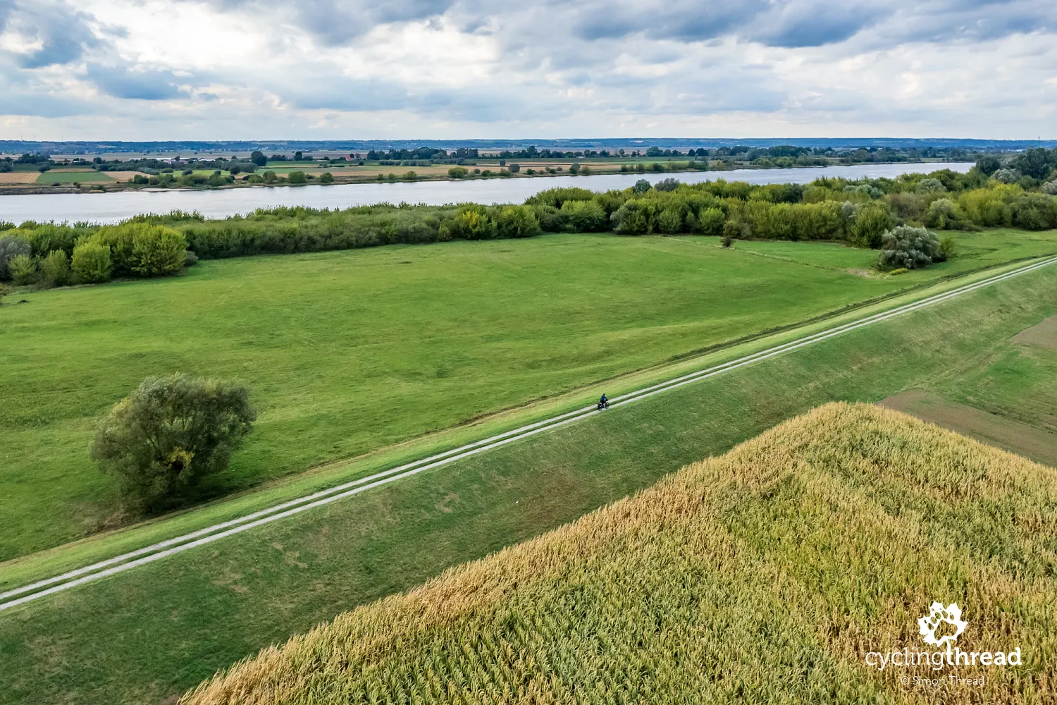 Cycling route on the Vistula embankment near Grudziądz