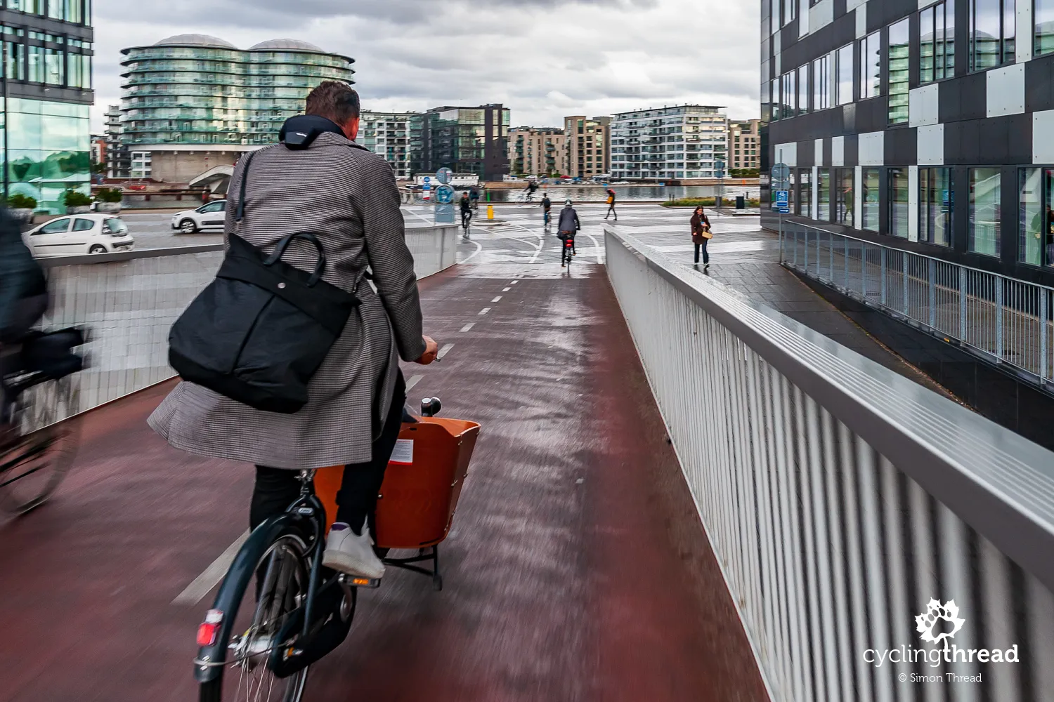 A cyclist on a cargo bike in Copenhagen