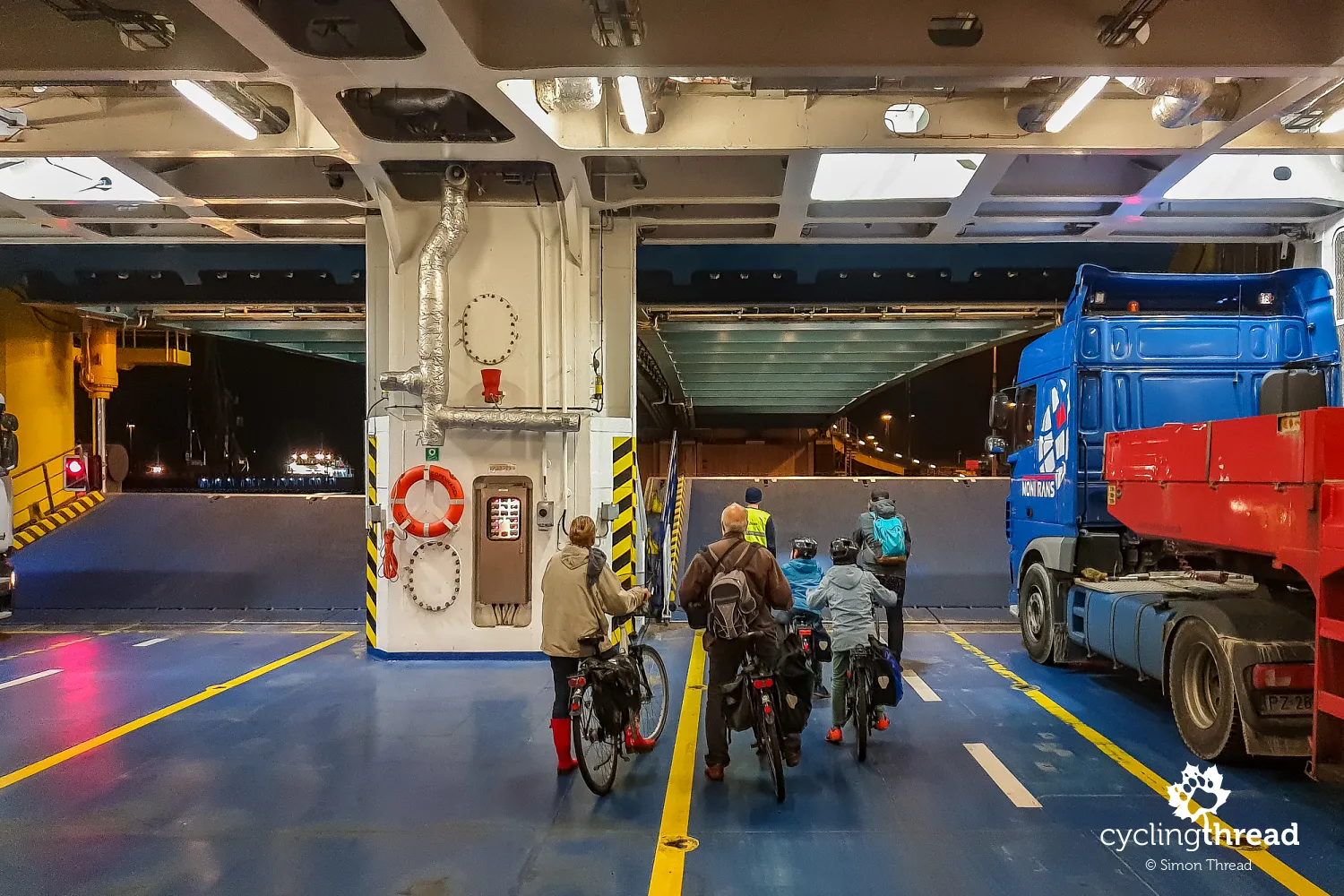 Cyclists on the ferry between Denmark and Germany