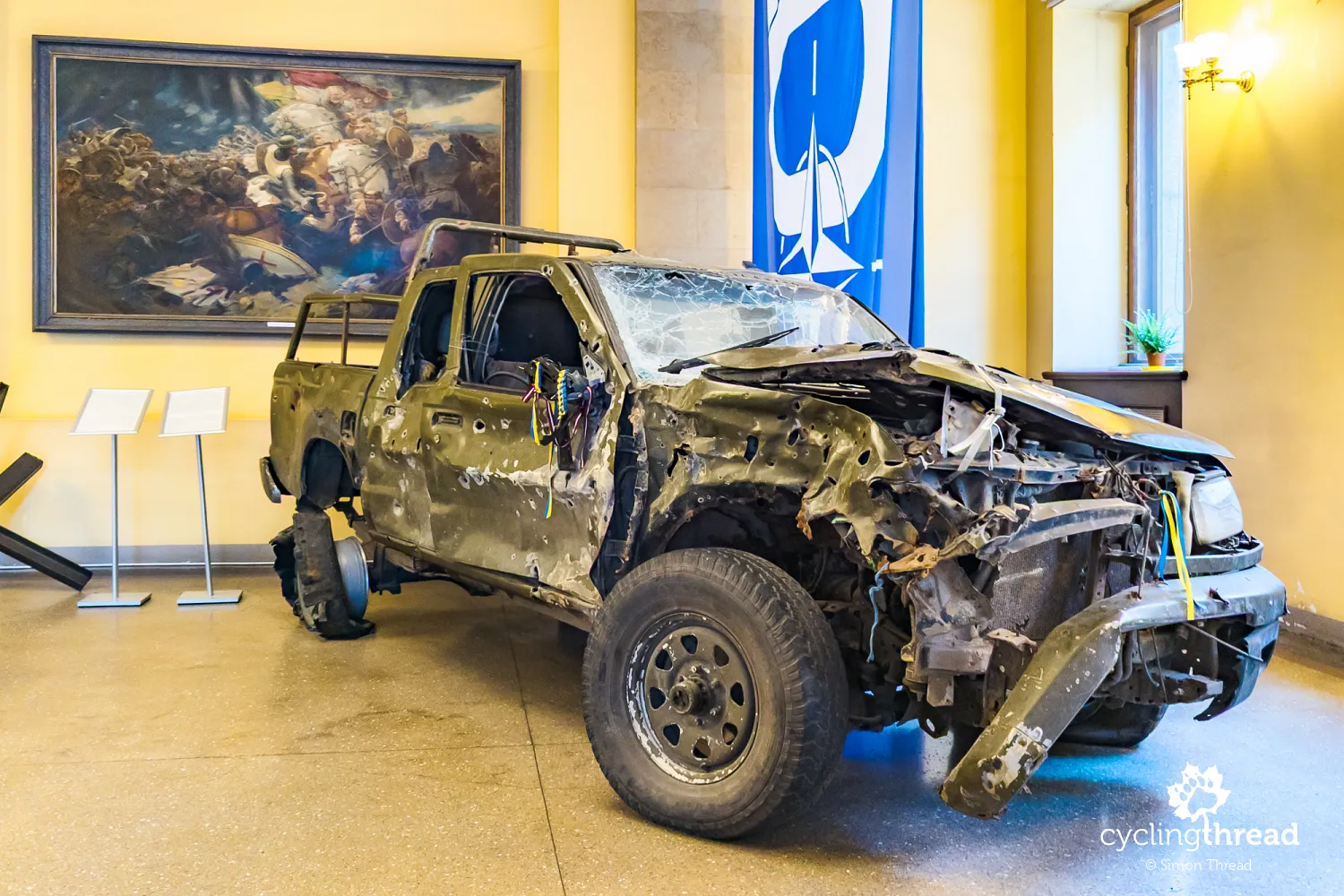 Destroyed pickup in the War Museum in Riga