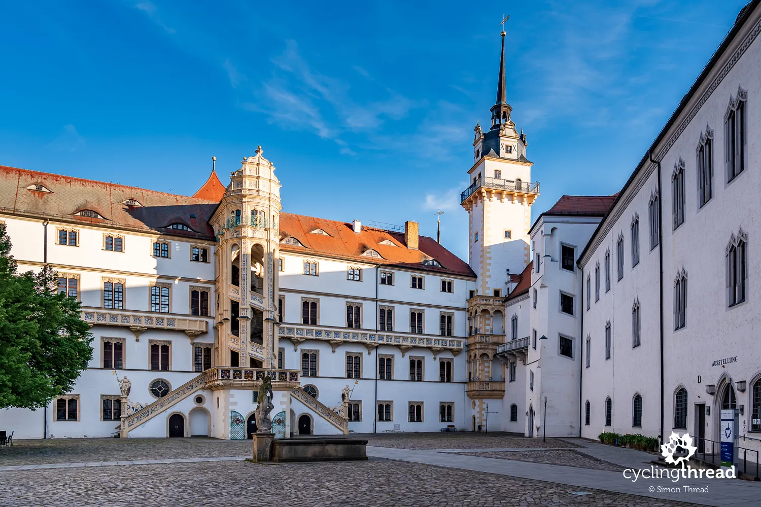External spiral staircase at Hartenfels Castle in Torgau