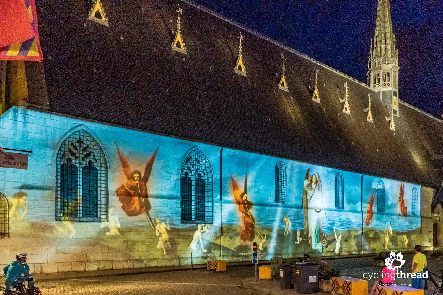 Light show on the walls of Collégiale Notre-Dame de Beaune
