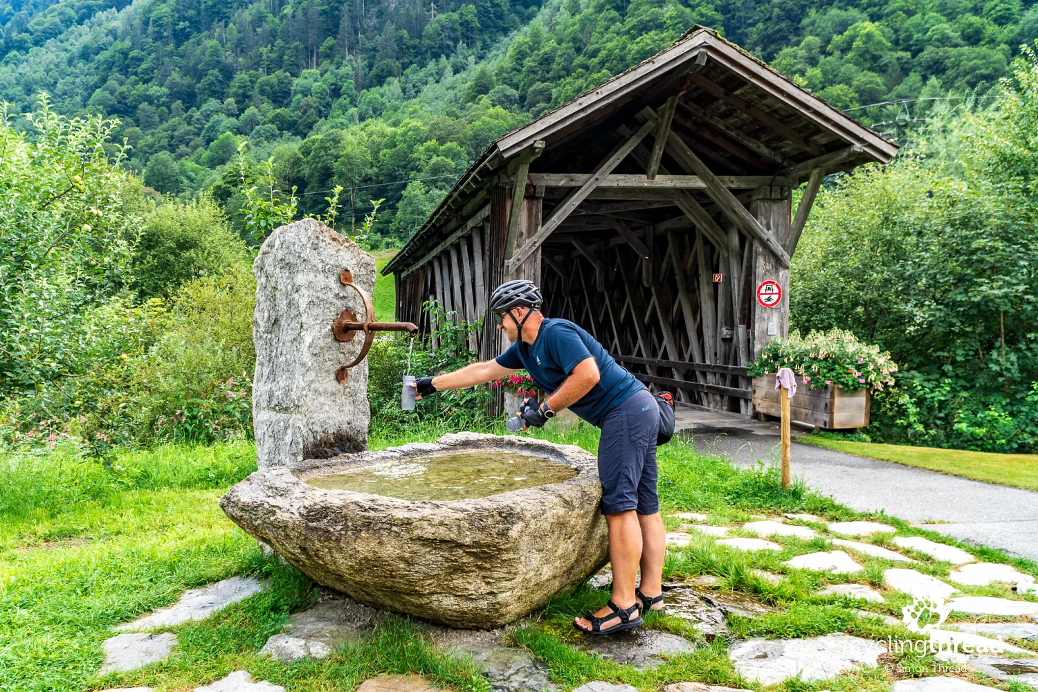 Old well and wooden bridge along the route