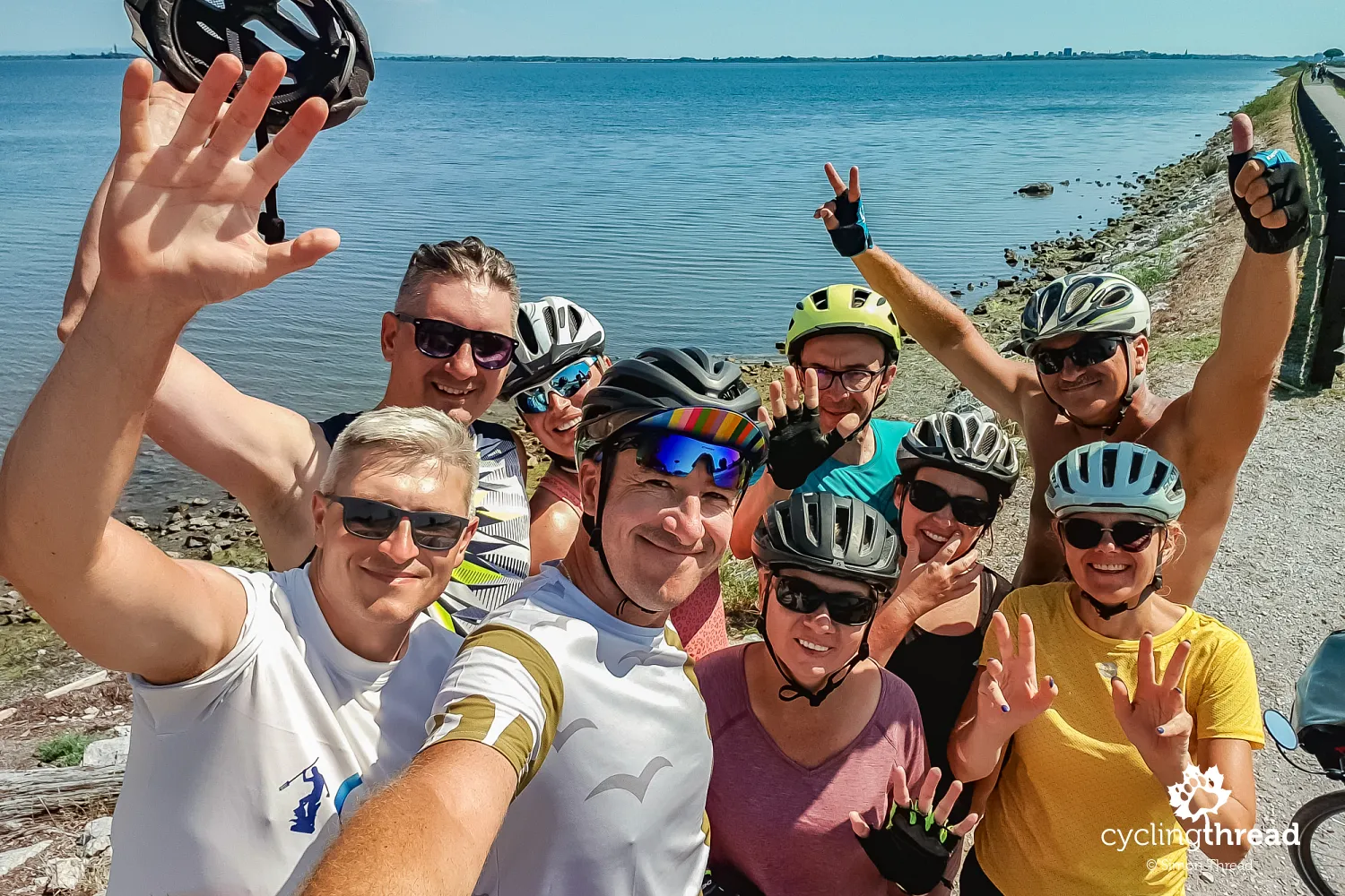 Our cycling crew with the Adriatic in the background