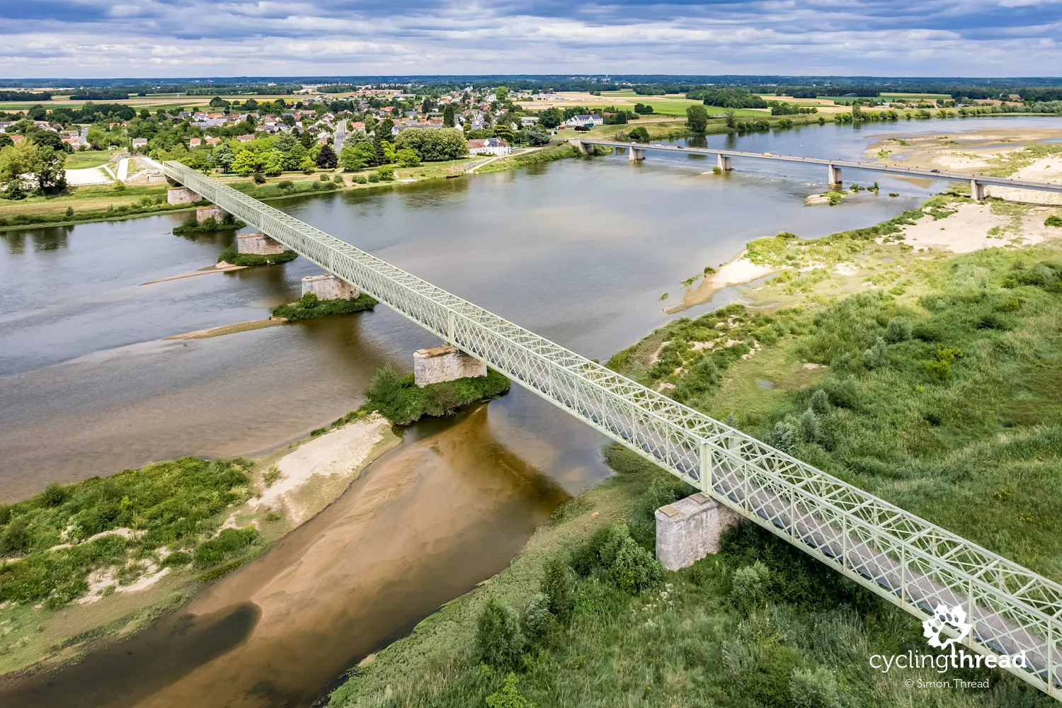 Railway bicycle bridge over the Loire River