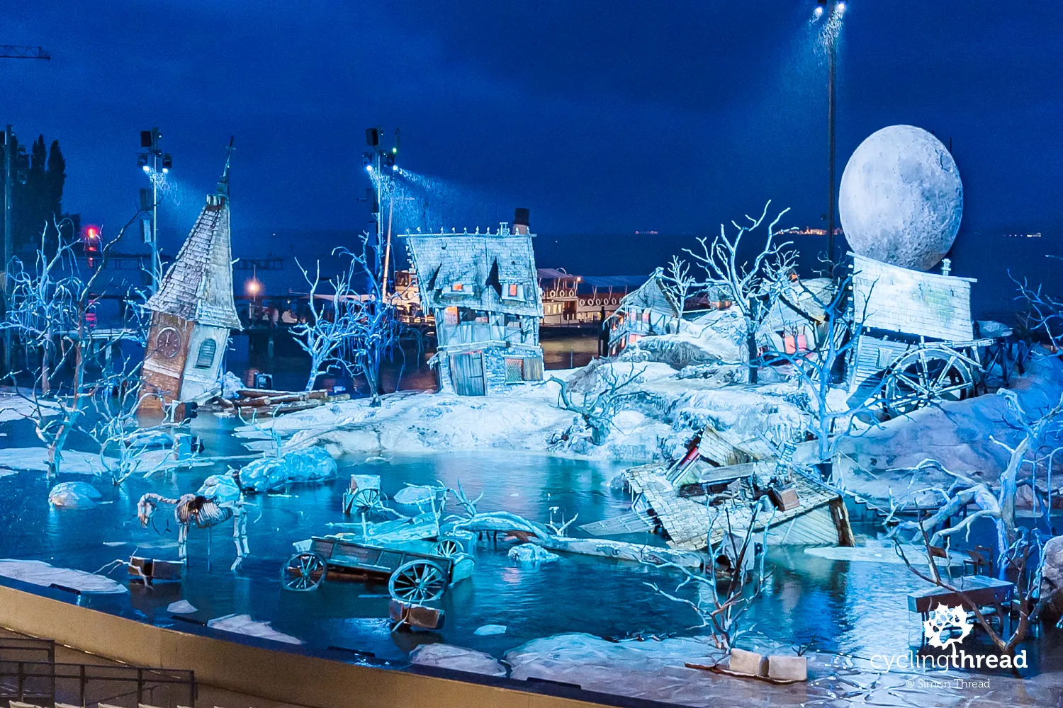 Rain-soaked opera stage on the lake in Bregenz