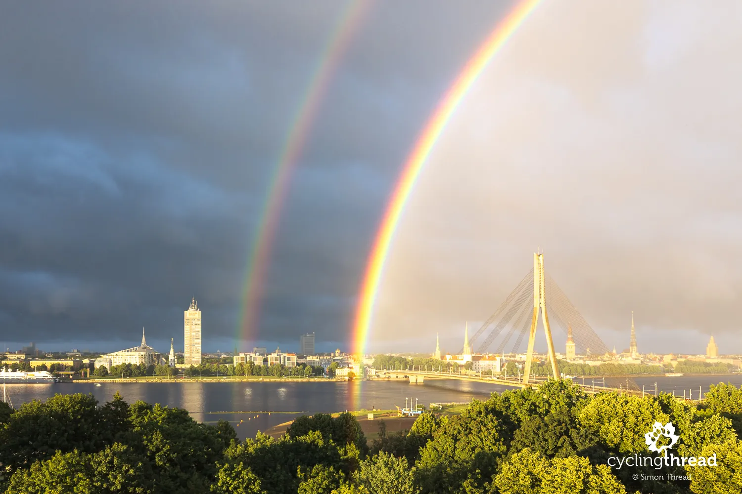 A rainbow over Riga’s city center