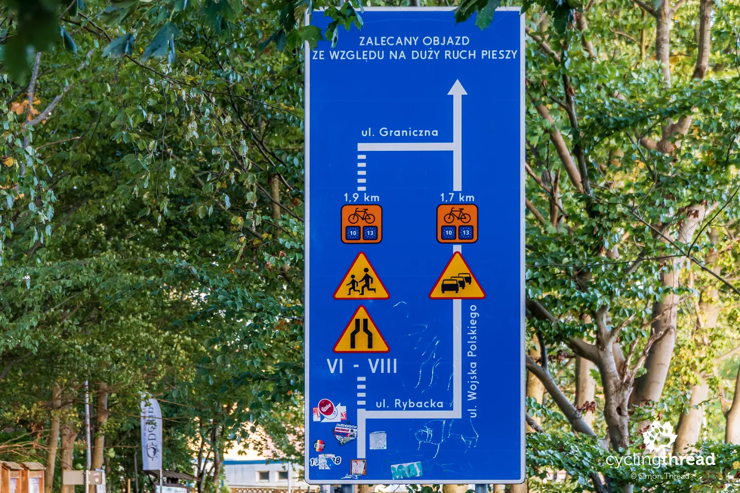 Recommended cyclist detour in Ustronie Morskie