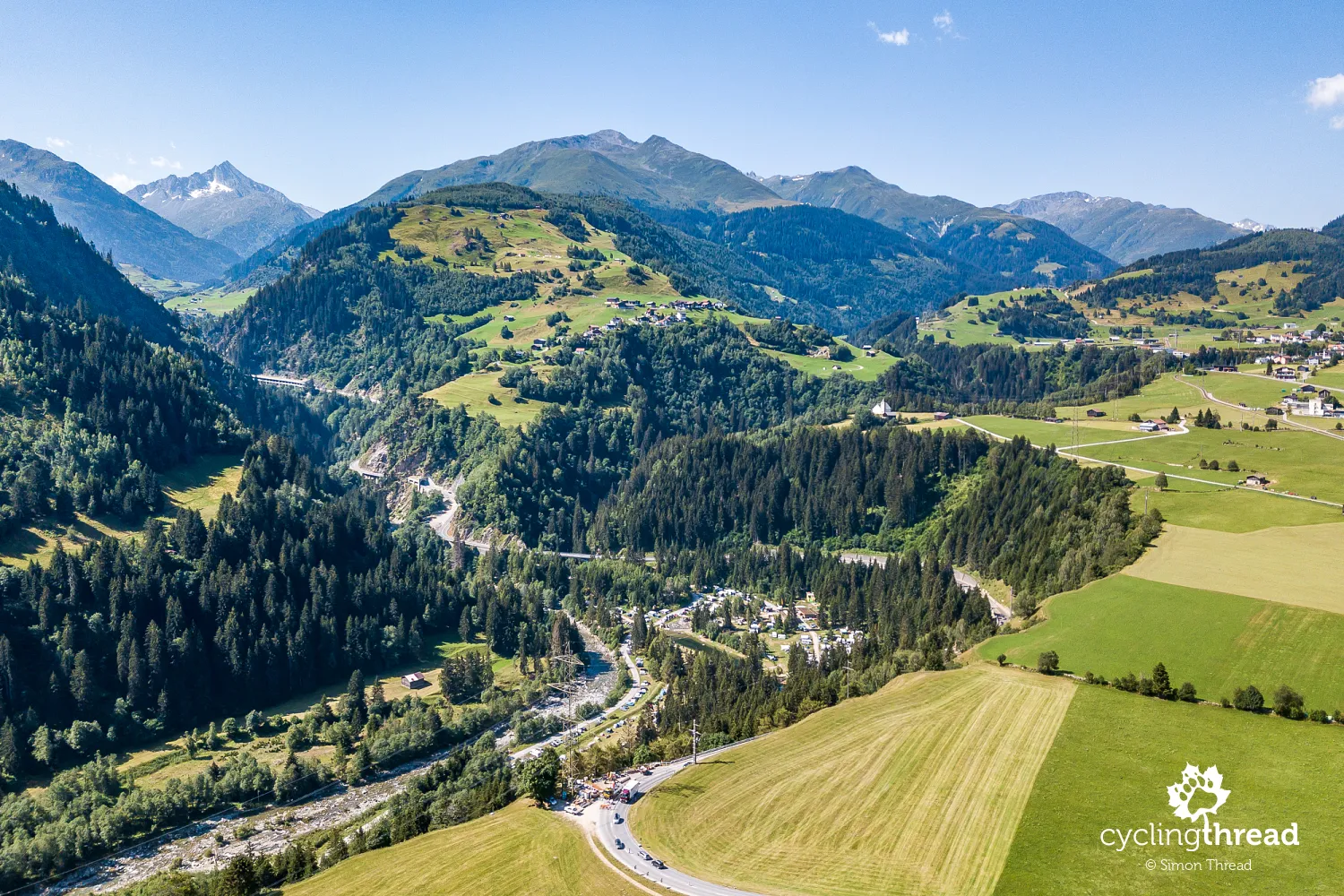 The Rhine Valley and Campsite near Disentis