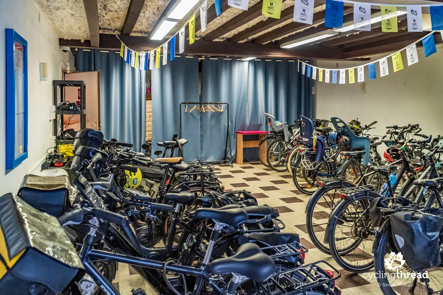 A room for cyclists in a hotel in France