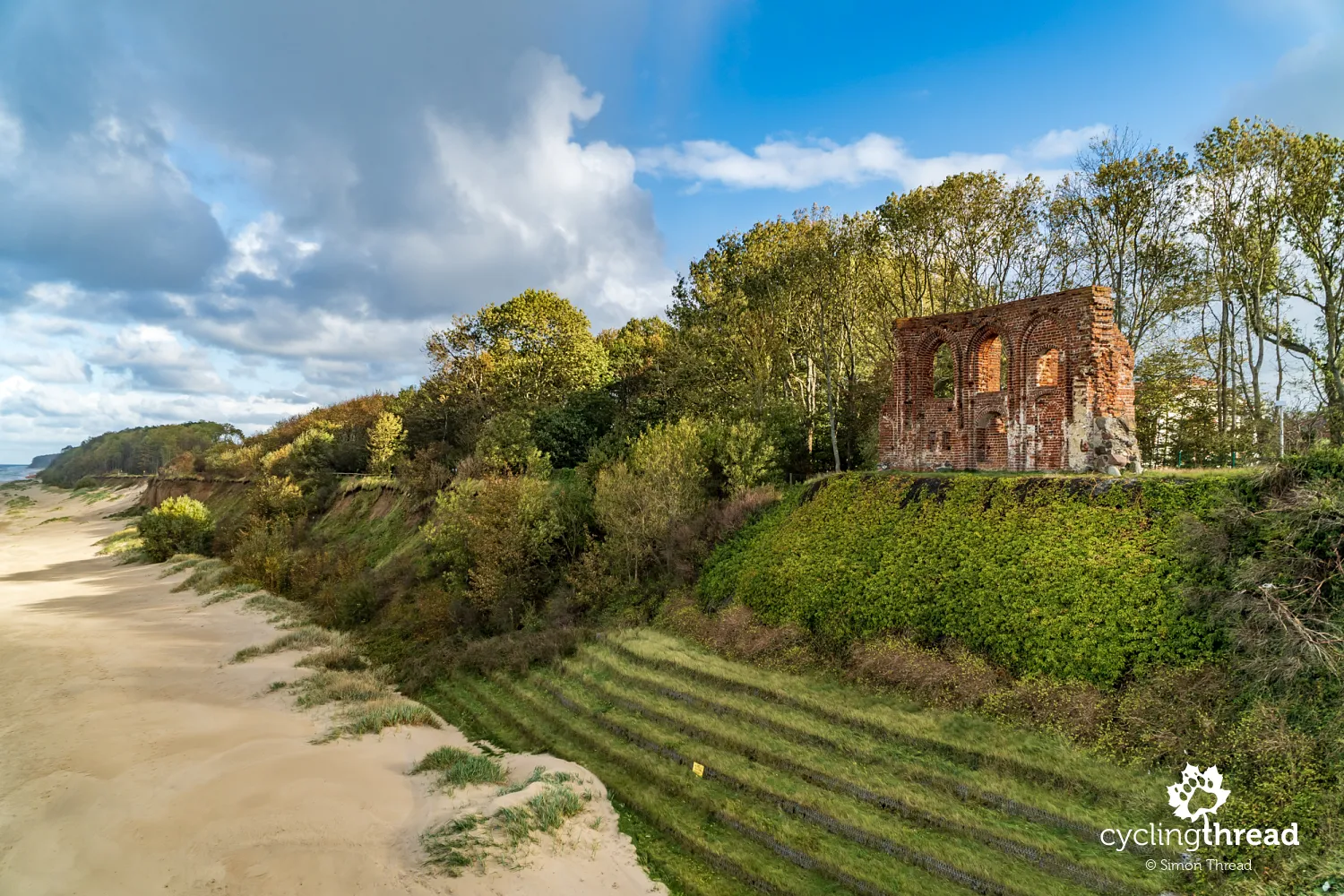 Ruins of the church on the cliff in Trzęsacz