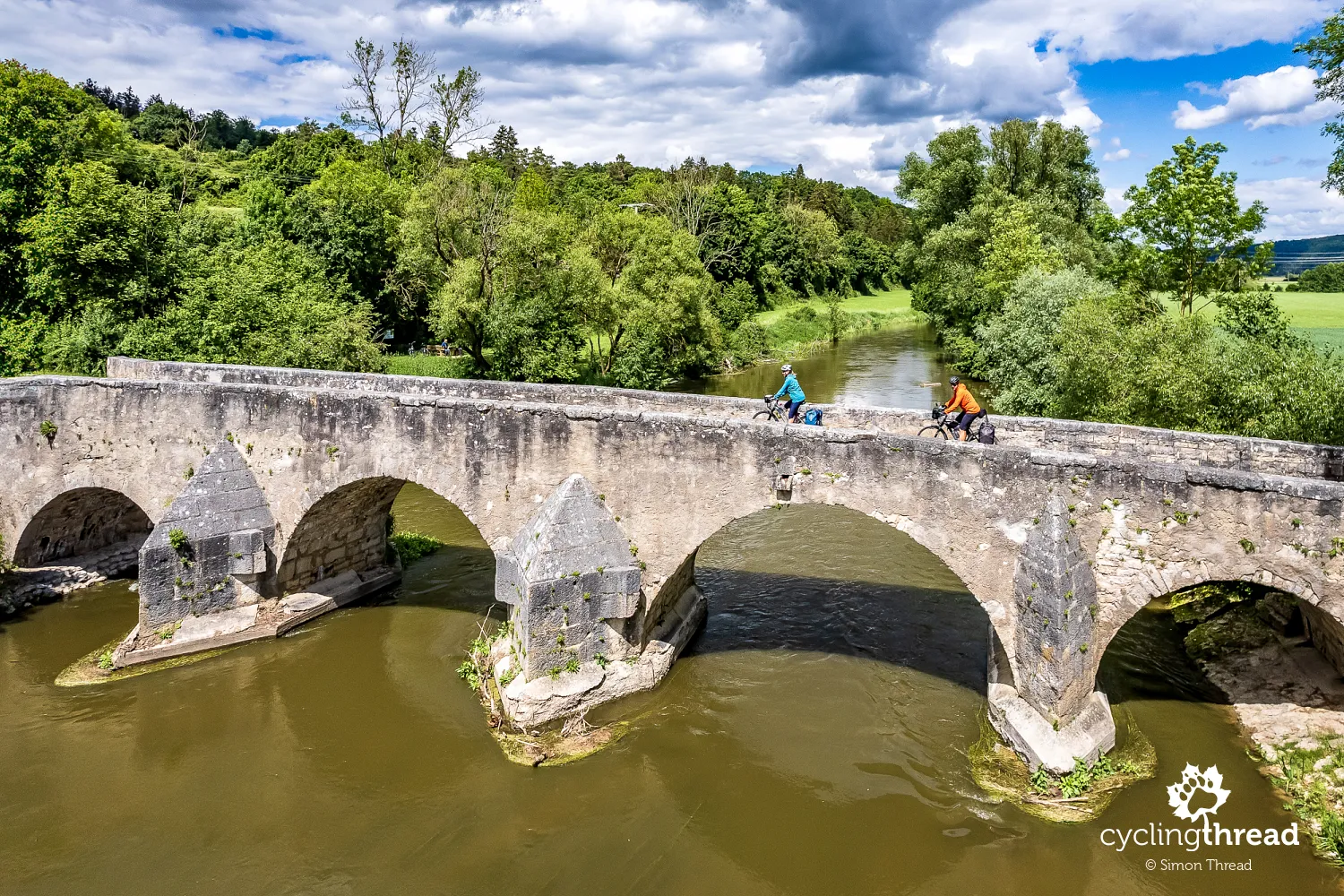 Stone bridge in Pfünz over the Altmühl River