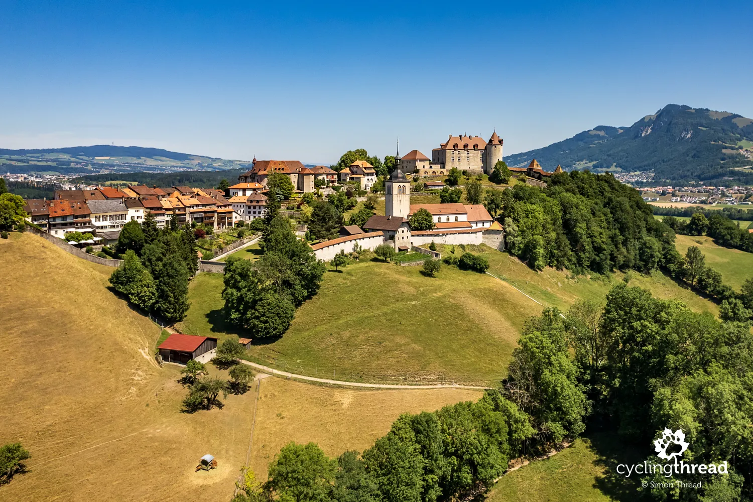 The town of Gruyères, with both castles visible