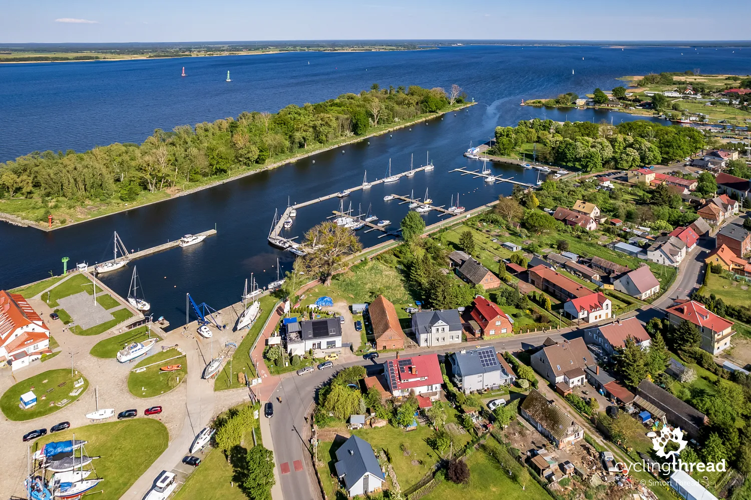 Trzebież with the marina, next to it the Zatoka bar