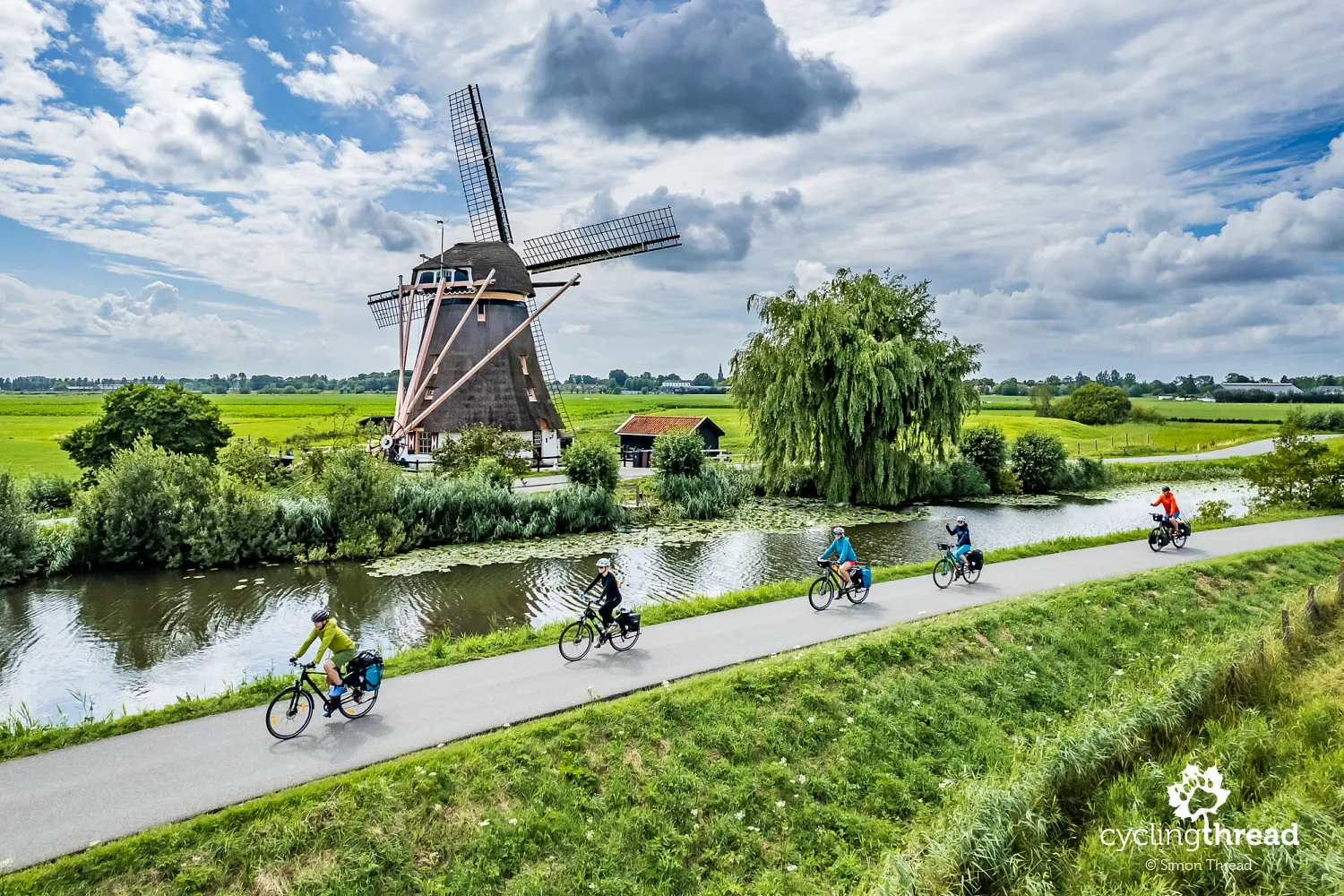 Windmills along the Dutch cycle route